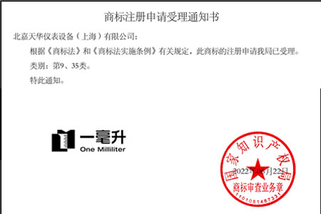 一毫升LOGO通過商標注冊受理申請